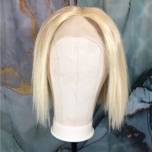 613 Blonde Lace Front Wig 12 Inch Bob 100% Human Hair T-part Wig